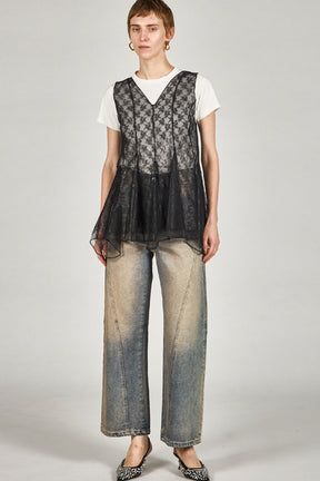 Random Hem Lace Top