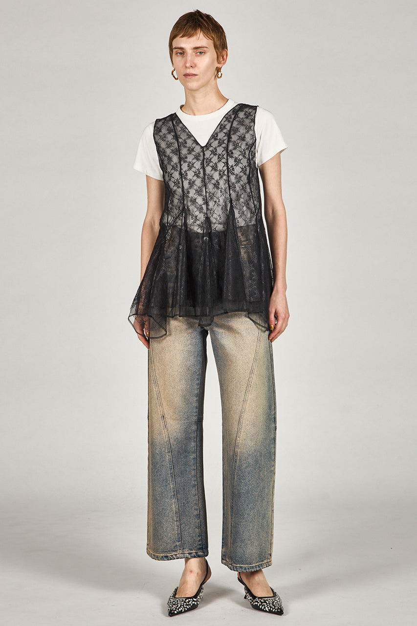 Random Hem Lace Top