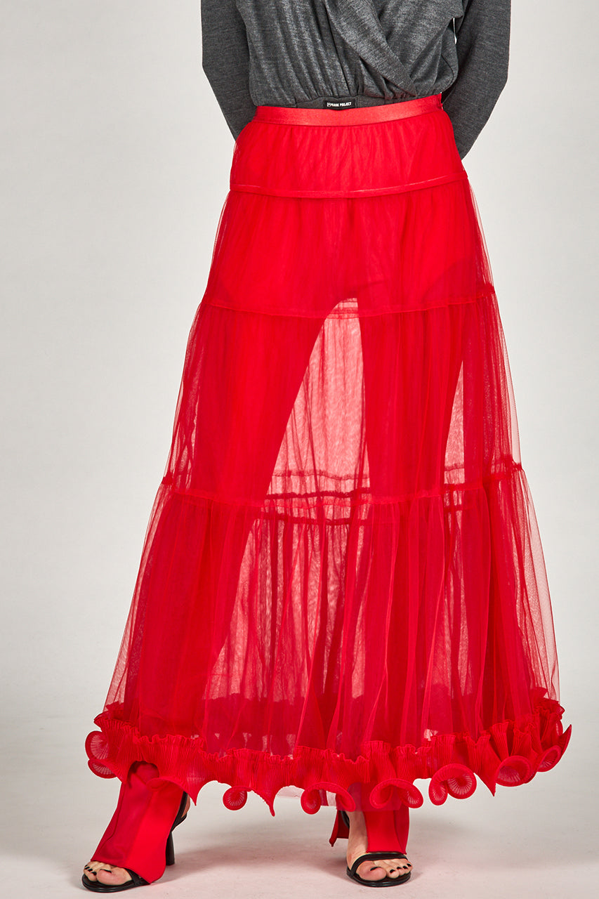 Ruffle Hem Tulle Skirt