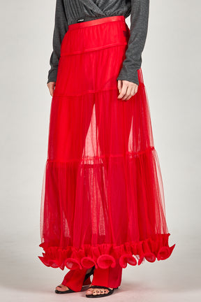 Ruffle Hem Tulle Skirt