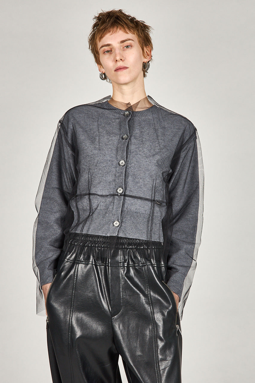 Reversible Tulle Knit Cardigan - 2025 WINTER