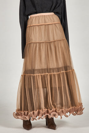 Ruffle Hem Tulle Skirt