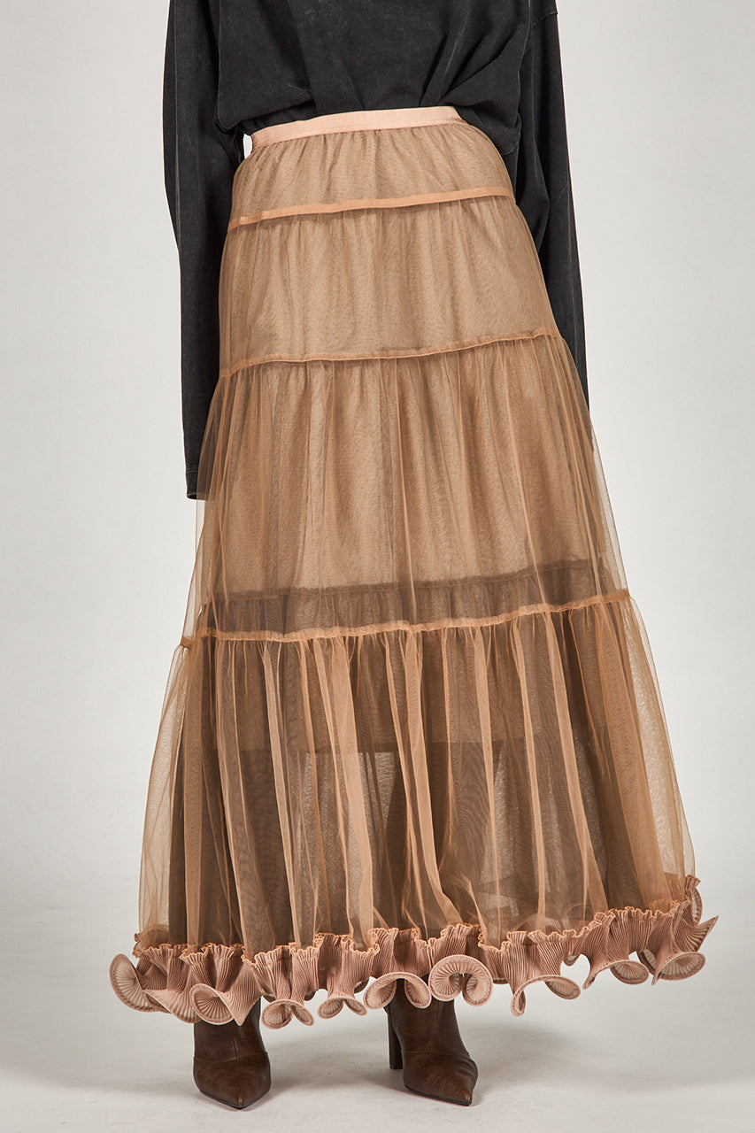 Ruffle Hem Tulle Skirt