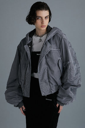 Hooded Short Bomber Jacket