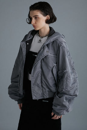 Hooded Short Bomber Jacket