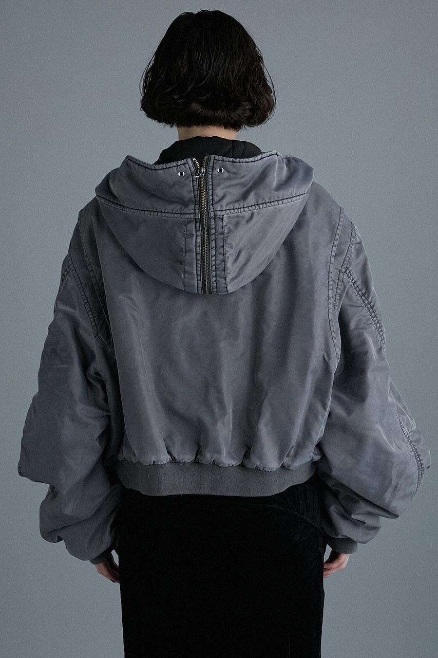 【24AUTUMN PRE ORDER】Hooded Short Bomber Jacket