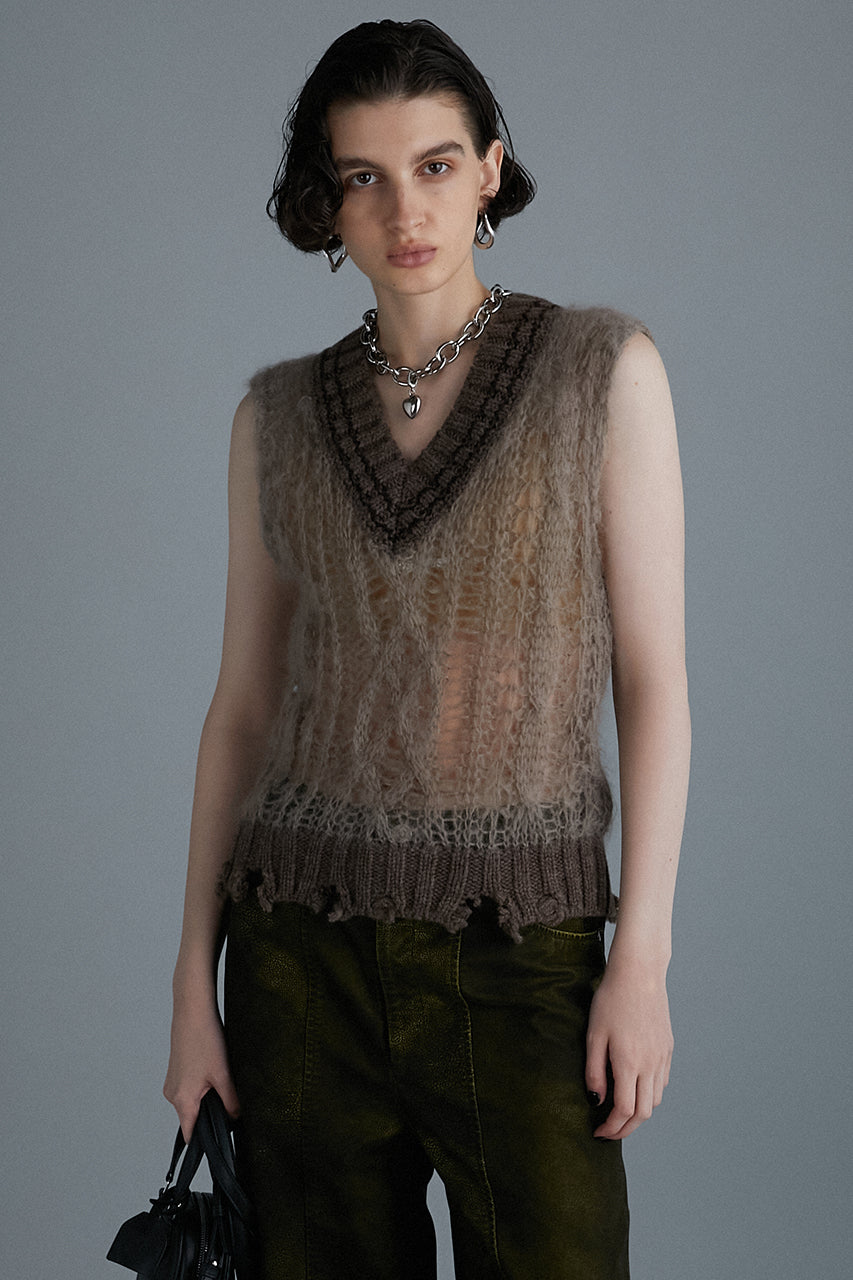 Sheer Tilden Knit Vest