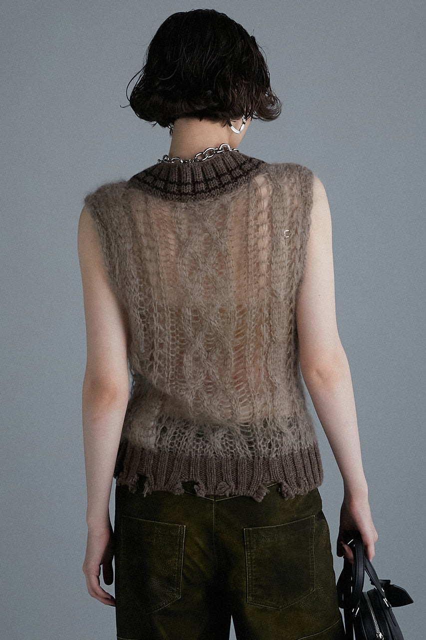 Sheer Tilden Knit Vest