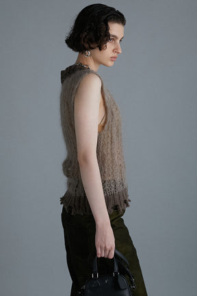 Sheer Tilden Knit Vest