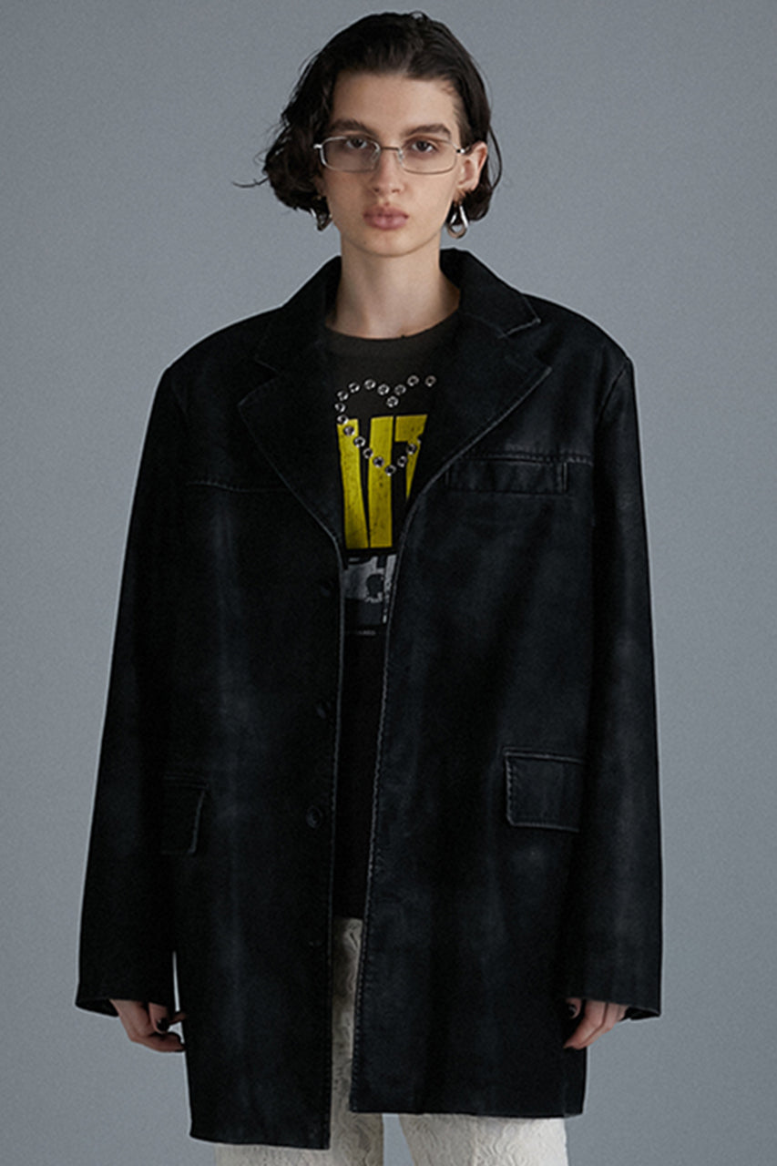 Italian Vegan Leather Washed Blouson