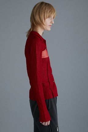 Color Stitch Knit Slim Shirt