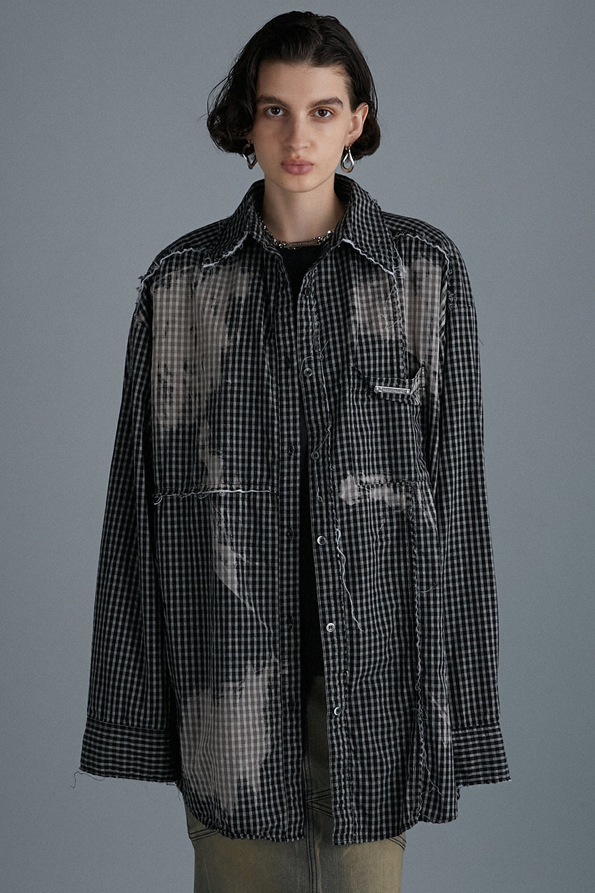 [24Autumn PRE ORDER] CUT-OFF BLEACHED CHECK SHIRT