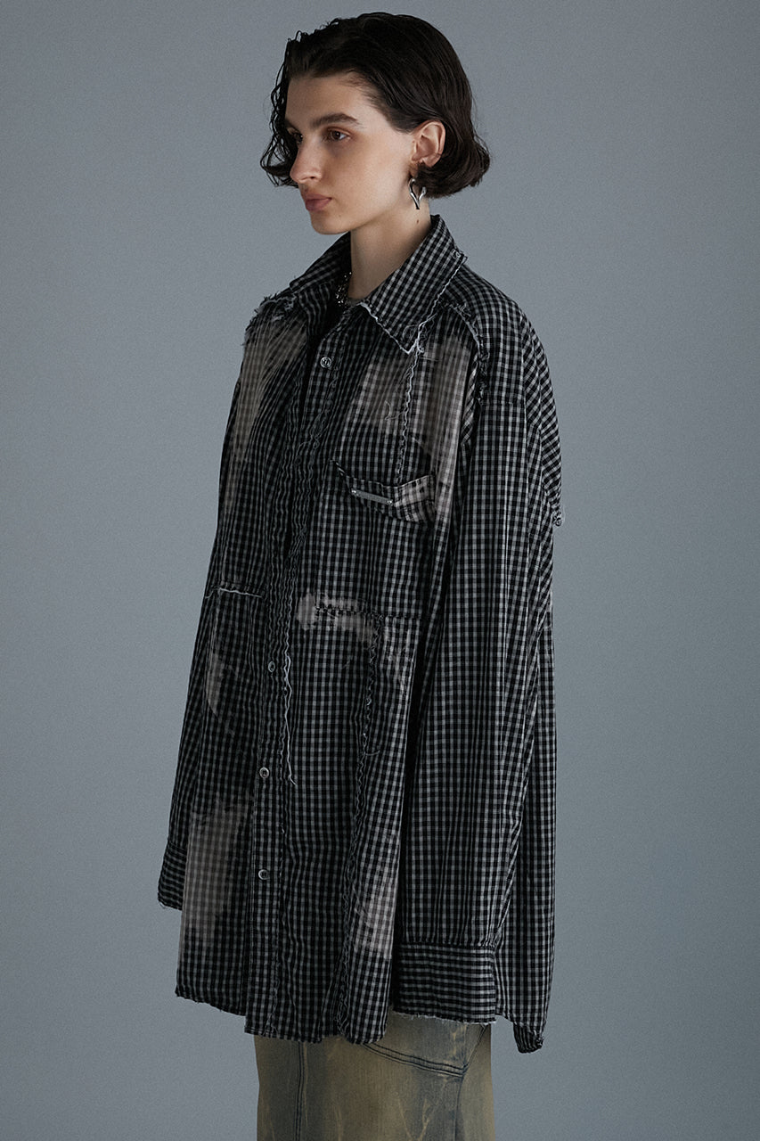 [24Autumn PRE ORDER] CUT-OFF BLEACHED CHECK SHIRT