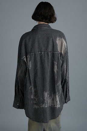 Cut-off Bleached Check Shirt