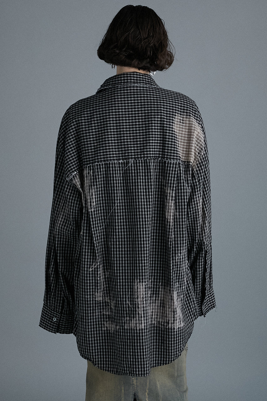 [24Autumn PRE ORDER] CUT-OFF BLEACHED CHECK SHIRT