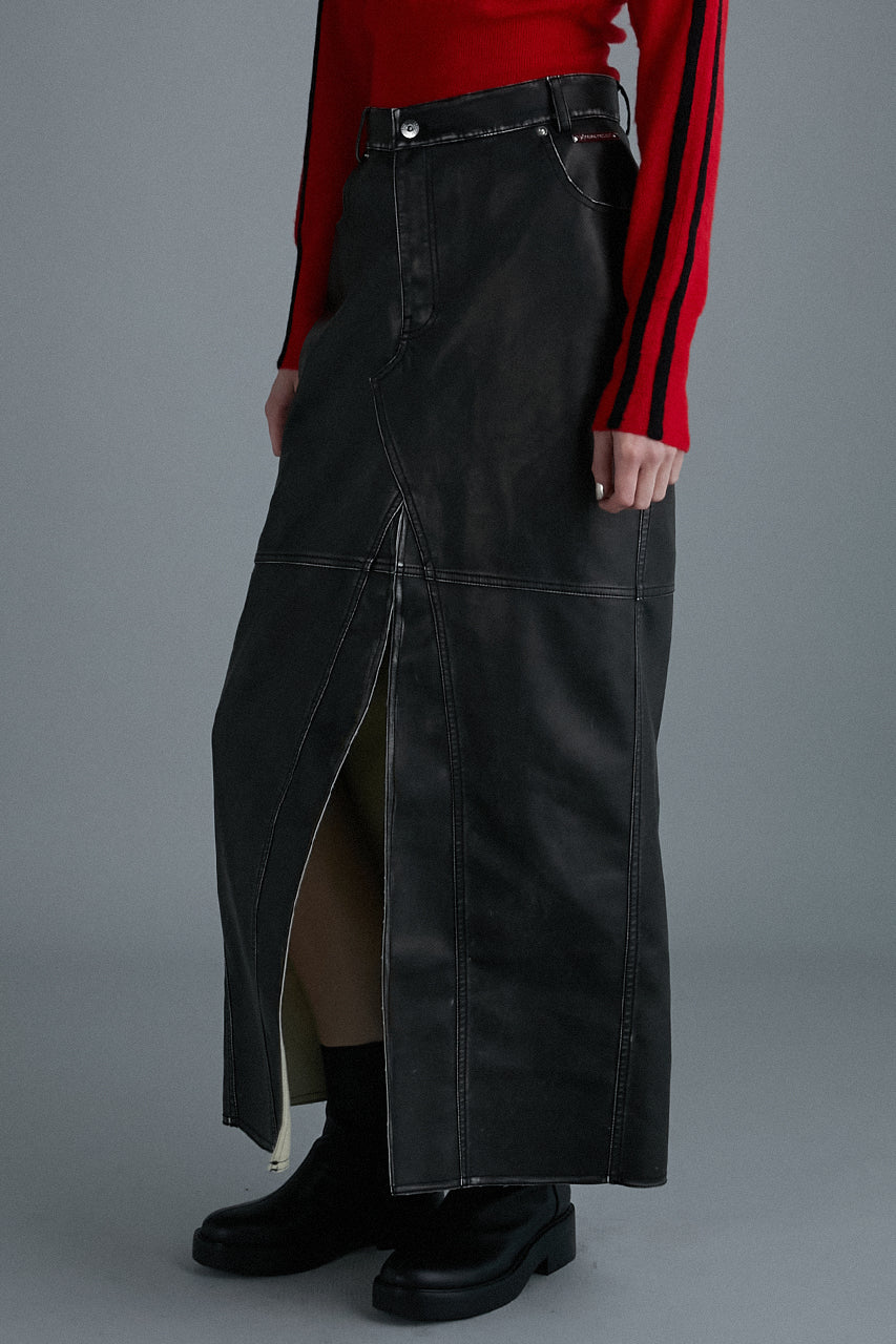 [24Autumn PRE ORDER] VEGAN LEATHER SLIT SKIRT