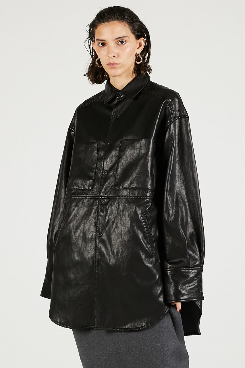 Synthetic Leather Overshirt - 2025 WINTER