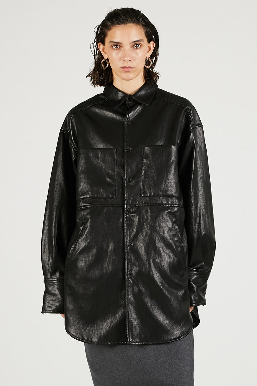 Synthetic Leather Overshirt - 2025 WINTER