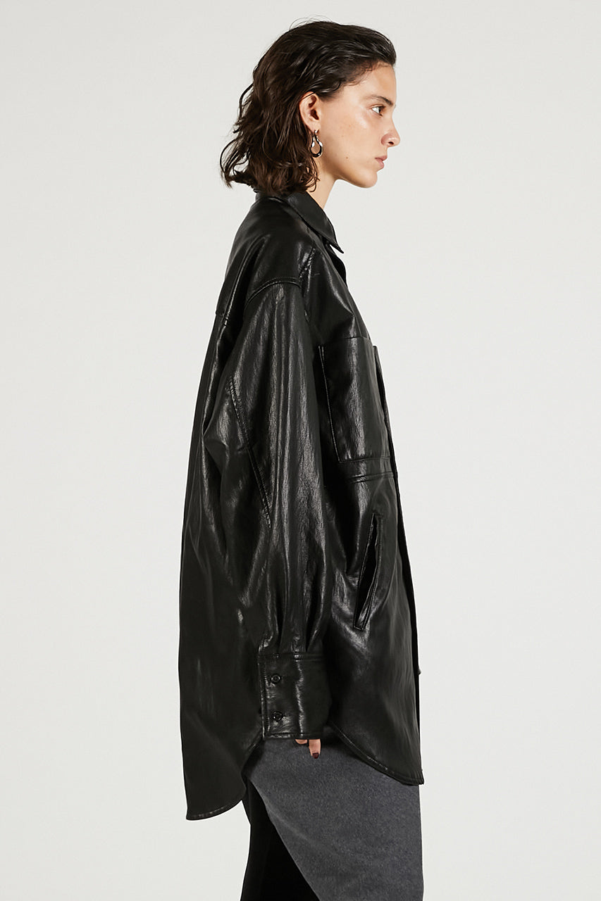 Synthetic Leather Overshirt - 2025 WINTER