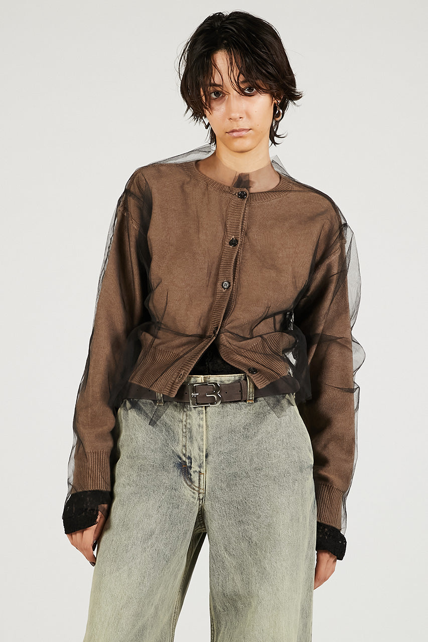 Reversible Tulle Knit Cardigan - 2025 WINTER