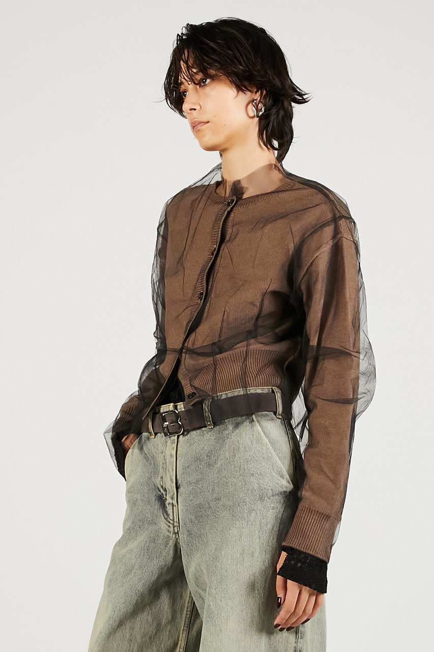 Reversible Tulle Knit Cardigan - 2025 WINTER
