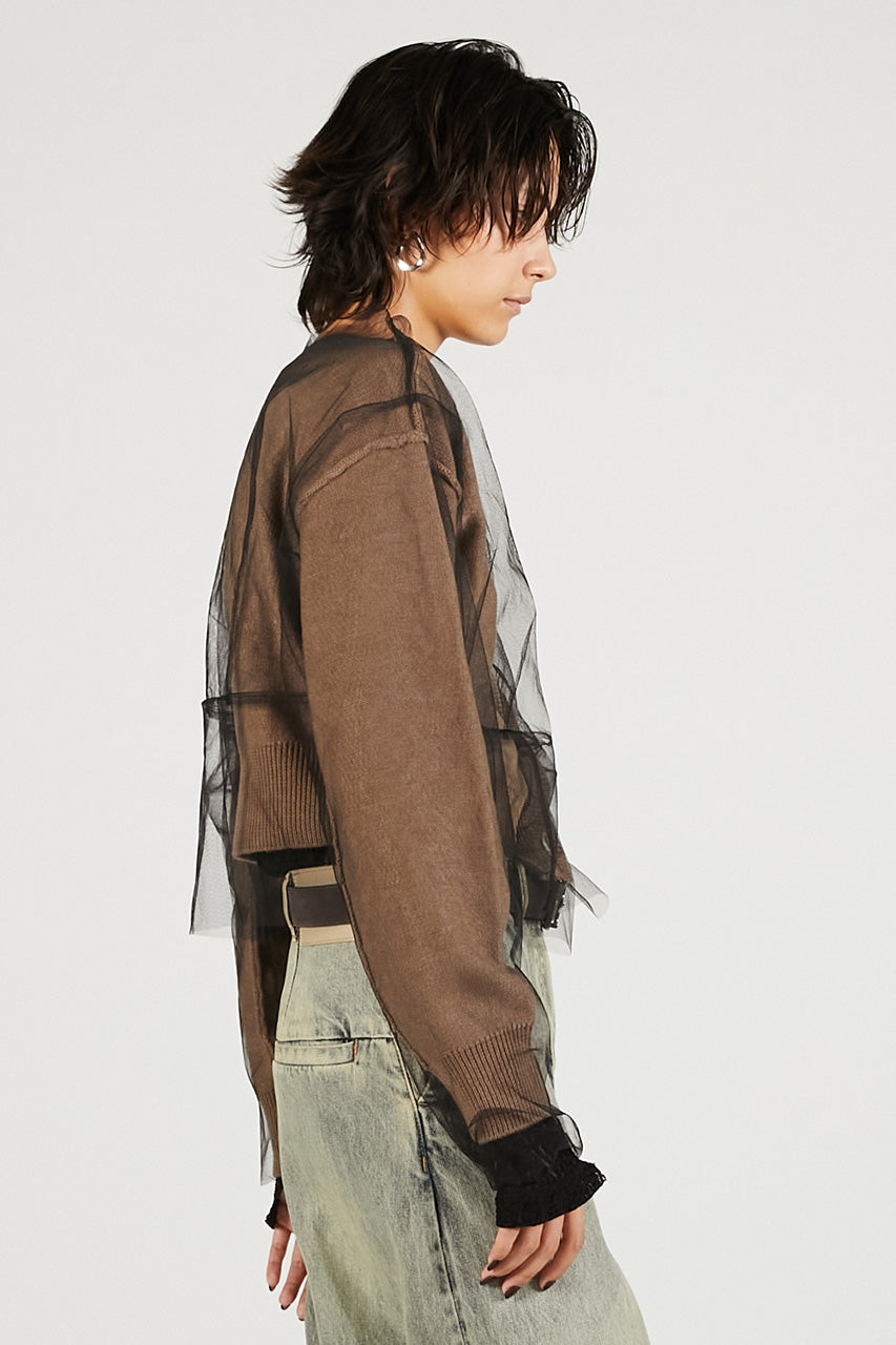 Reversible Tulle Knit Cardigan - 2025 WINTER