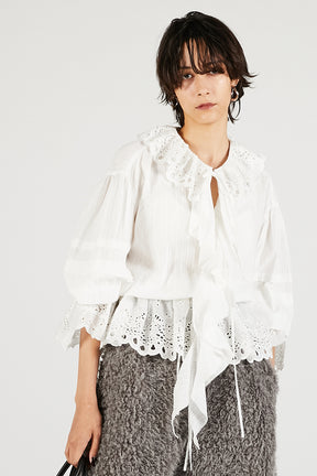 Embroidered Ruffled Blouse - 2025 WINTER