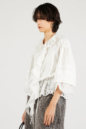 Embroidered Ruffled Blouse - 2025 WINTER