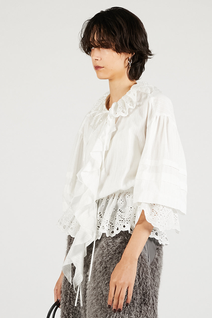 Embroidered Ruffled Blouse - 2025 WINTER