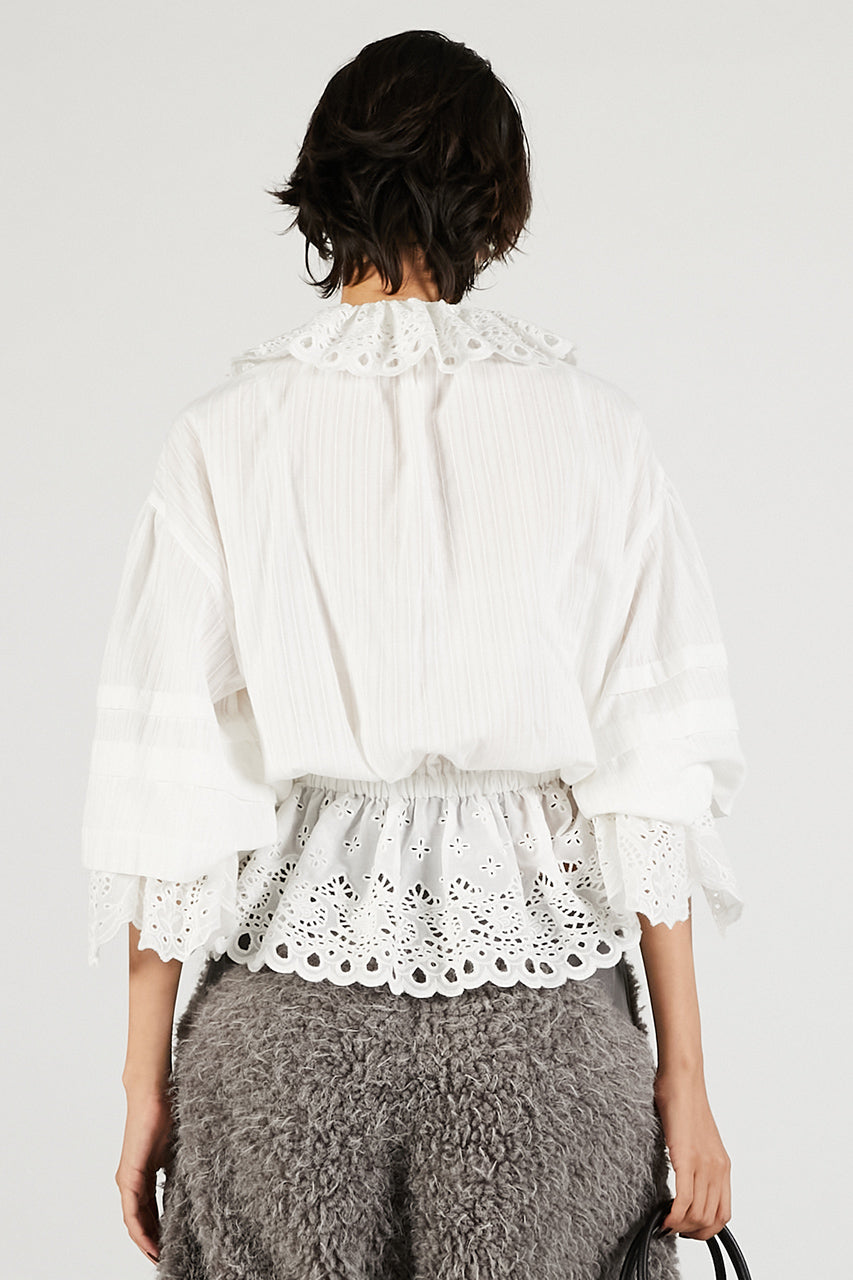 Embroidered Ruffled Blouse - 2025 WINTER