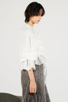 Embroidered Ruffled Blouse - 2025 WINTER