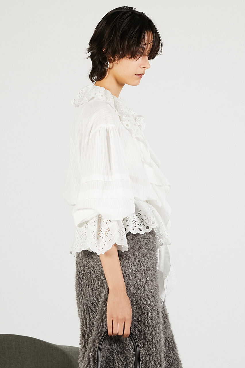 Embroidered Ruffled Blouse - 2025 WINTER