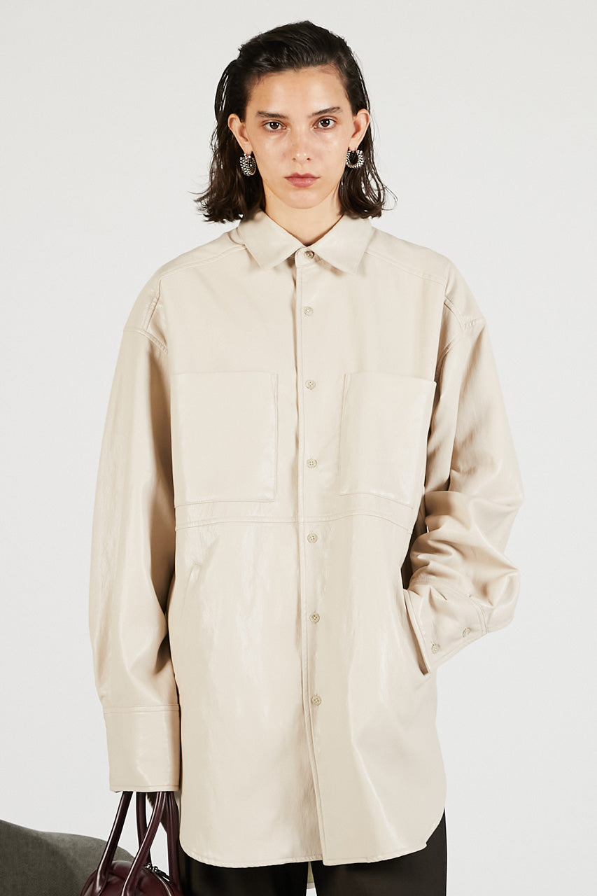 Synthetic Leather Overshirt - 2025 WINTER