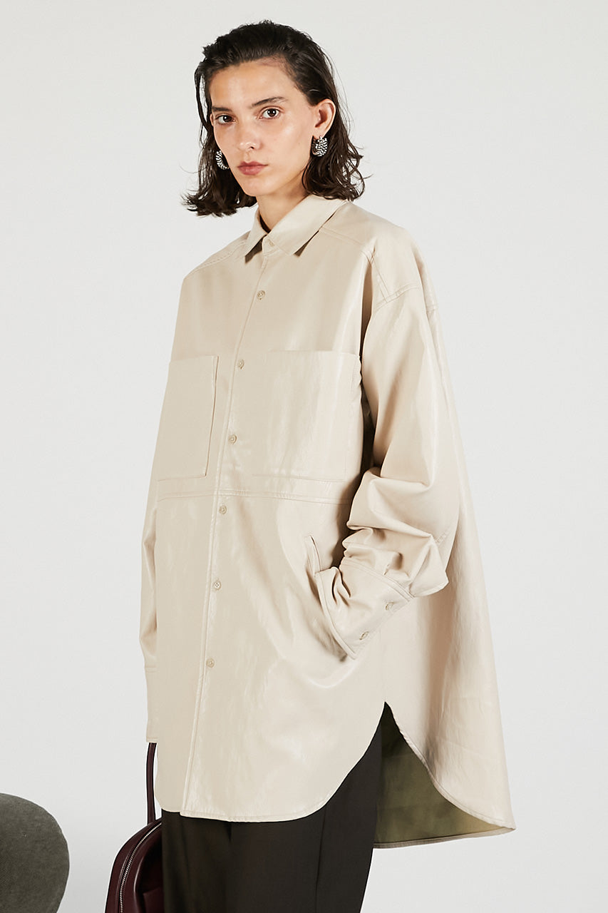 Synthetic Leather Overshirt - 2025 WINTER
