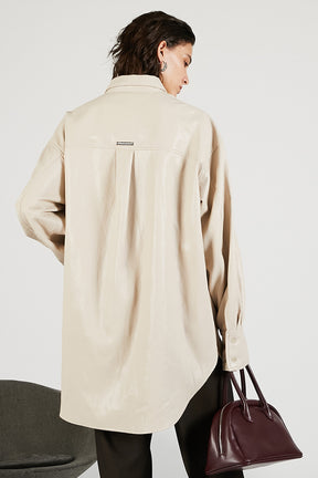 Synthetic Leather Overshirt - 2025 WINTER
