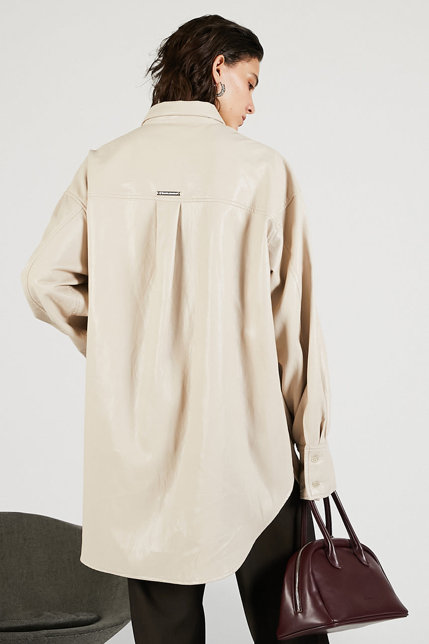 Synthetic Leather Overshirt - 2025 WINTER
