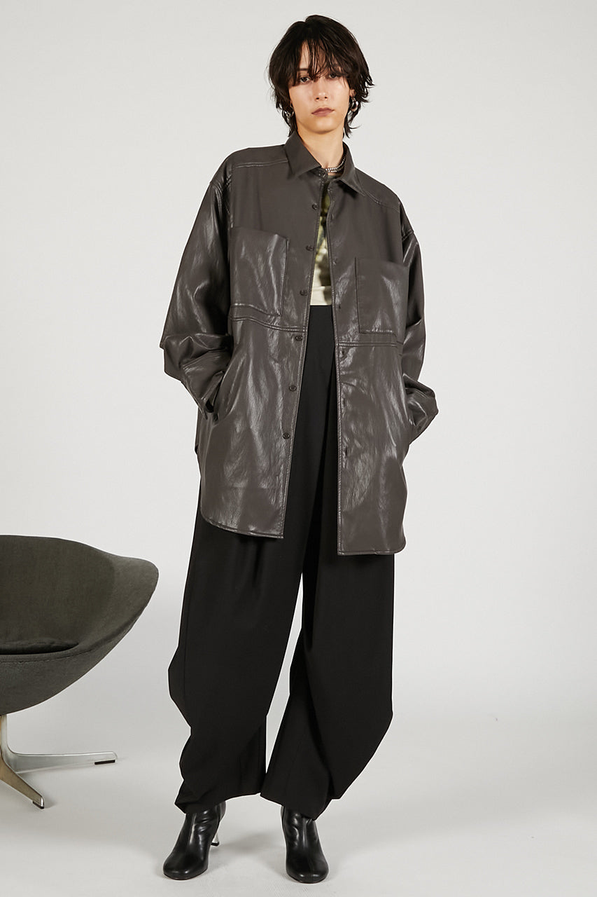 Synthetic Leather Overshirt - 2025 WINTER