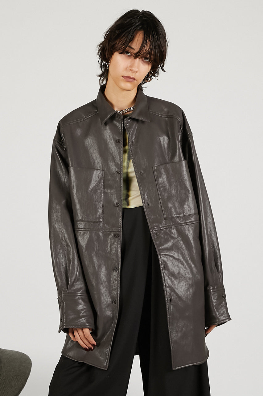 Synthetic Leather Overshirt - 2025 WINTER