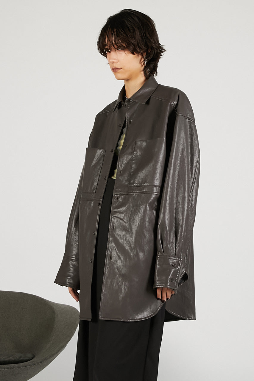 Synthetic Leather Overshirt - 2025 WINTER