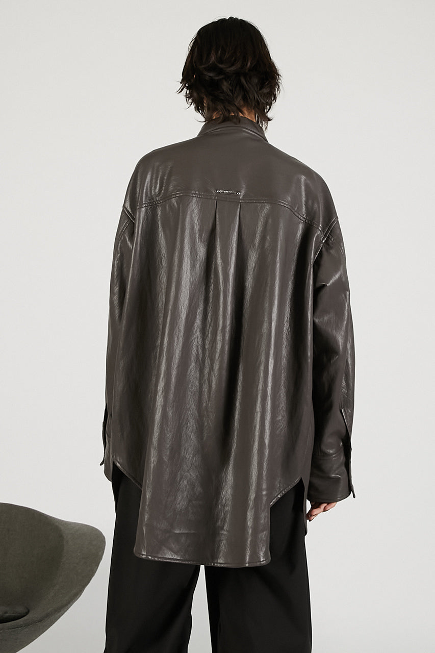 Synthetic Leather Overshirt - 2025 WINTER