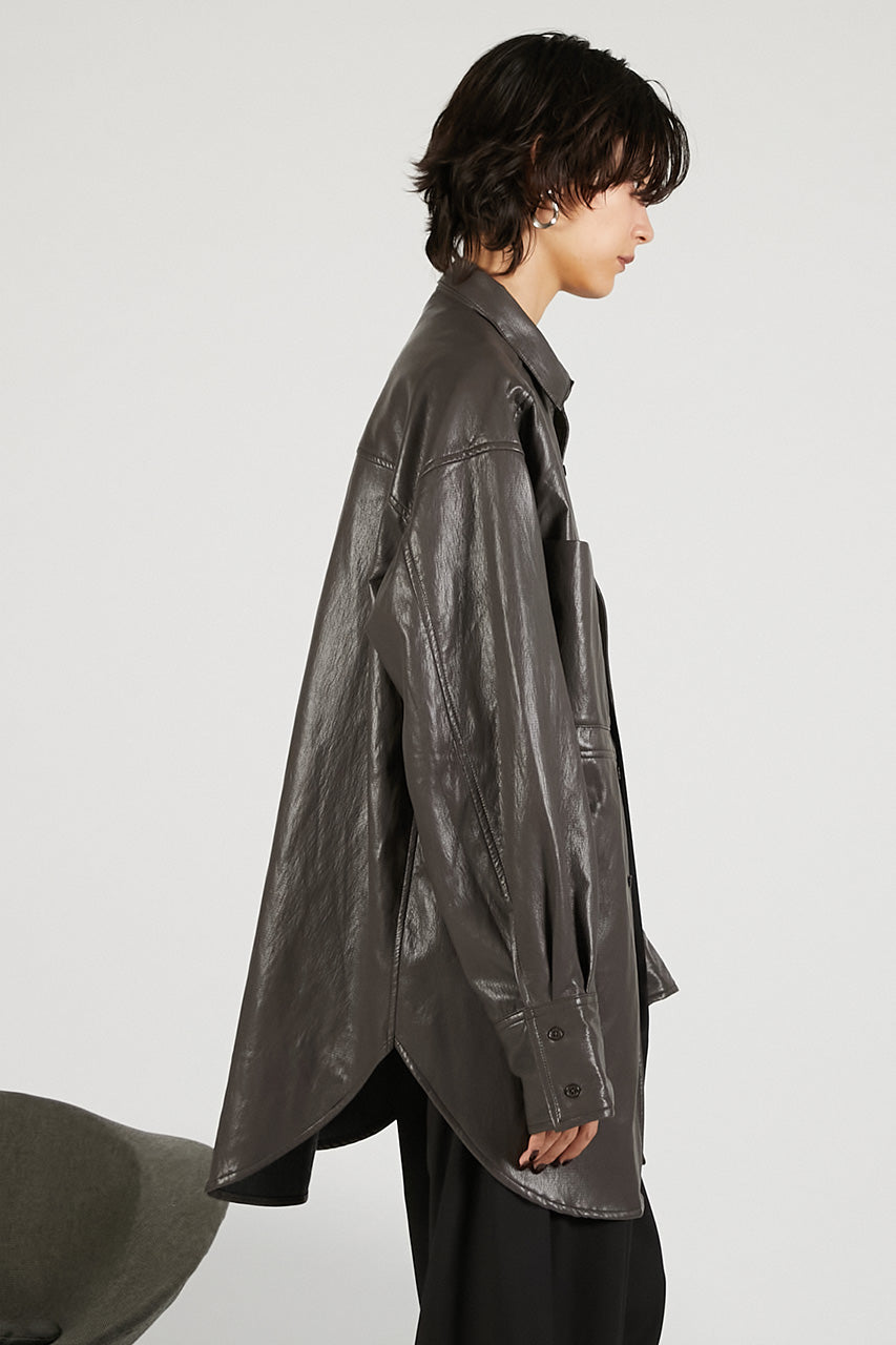 Synthetic Leather Overshirt - 2025 WINTER