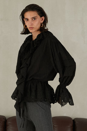 Embroidered Ruffled Blouse - 2025 WINTER