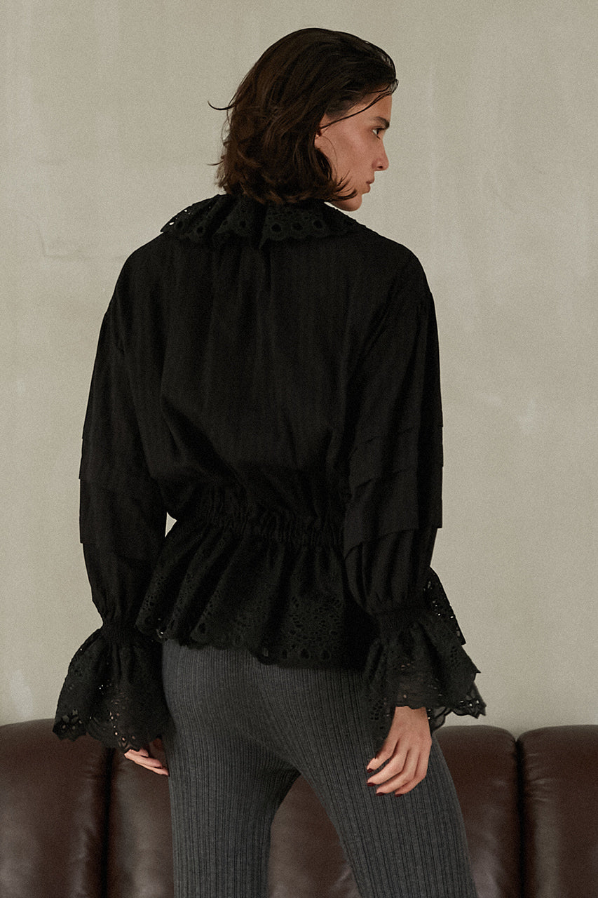 Embroidered Ruffled Blouse - 2025 WINTER
