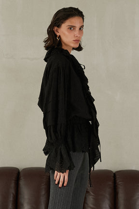 Embroidered Ruffled Blouse - 2025 WINTER