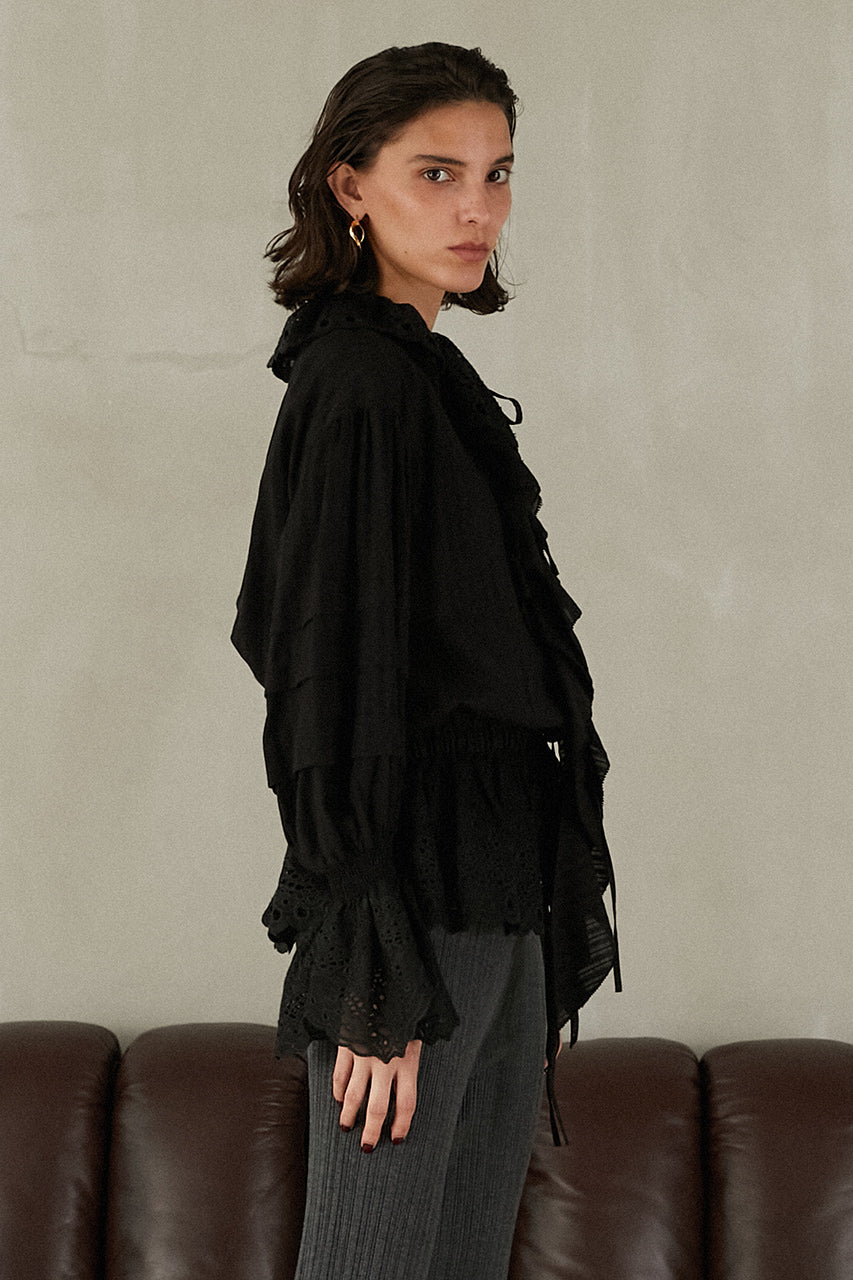 Embroidered Ruffled Blouse - 2025 WINTER