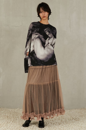 Ruffle Hem Tulle Skirt