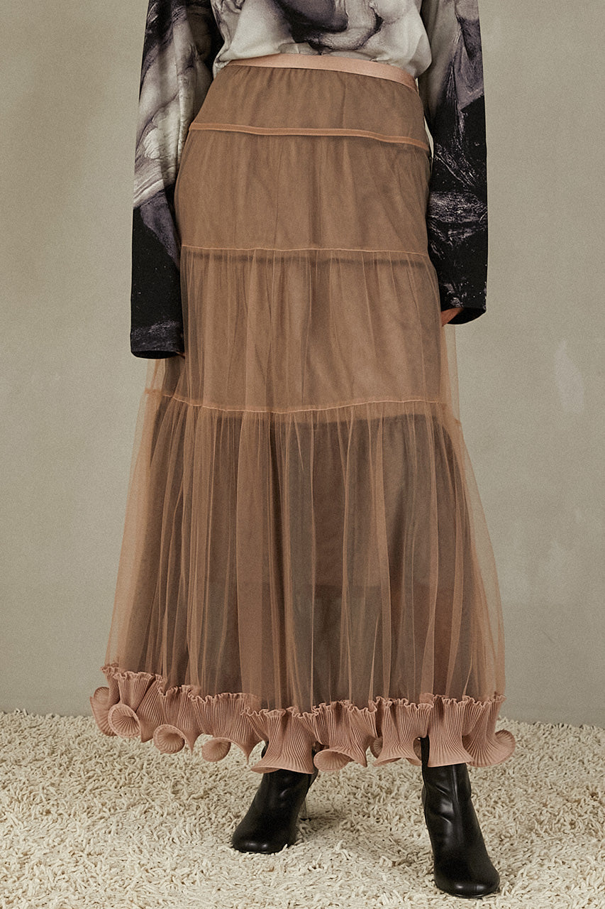 Ruffle Hem Tulle Skirt
