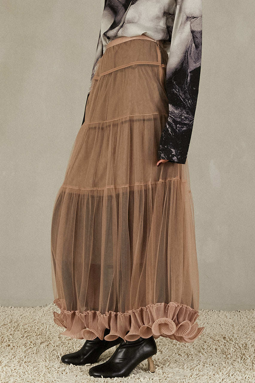Ruffle Hem Tulle Skirt