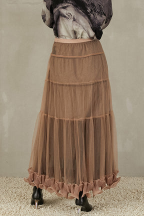 Ruffle Hem Tulle Skirt