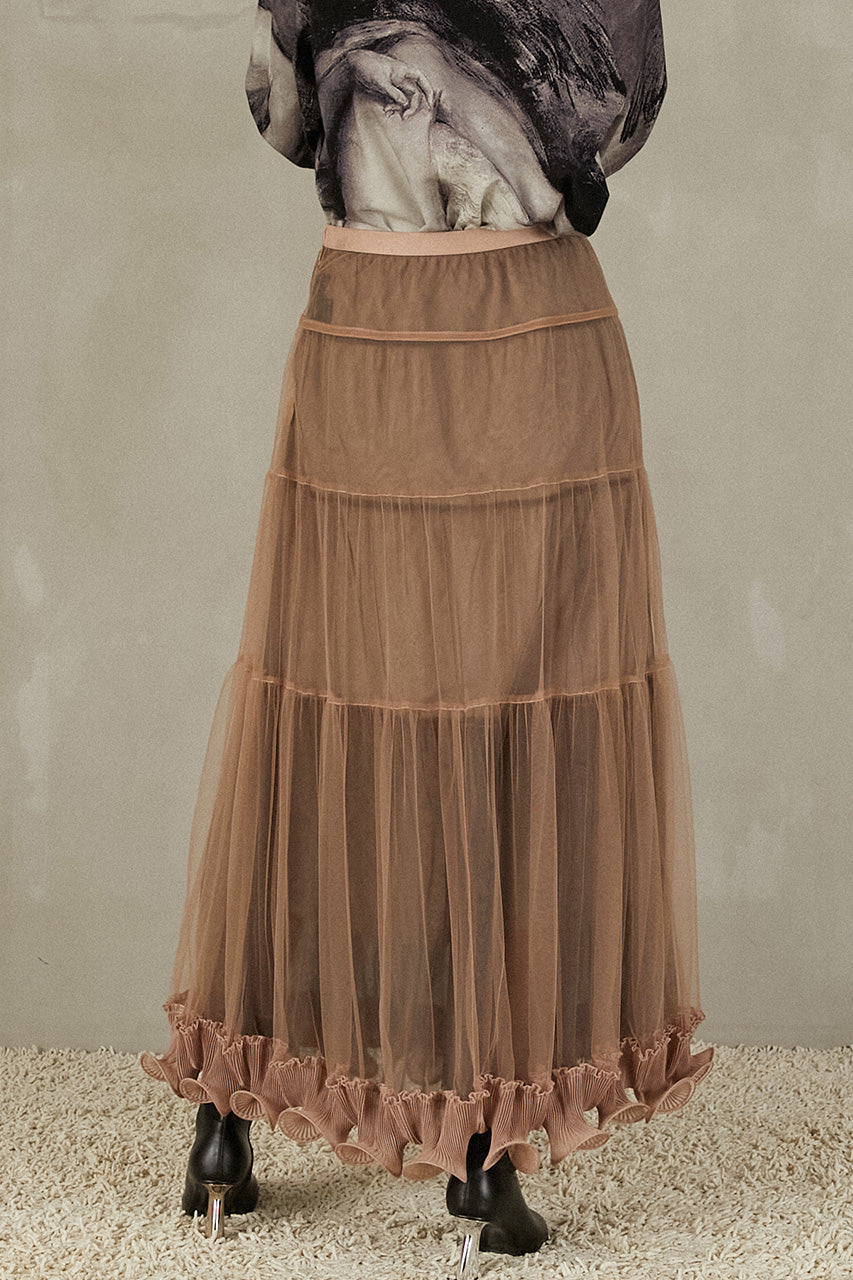 Ruffle Hem Tulle Skirt
